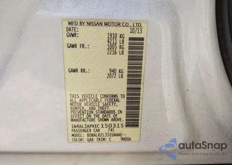 2014 Nissan Altima 2.5 S из США, поврежденный, VIN 1N4AL3APXEC150315